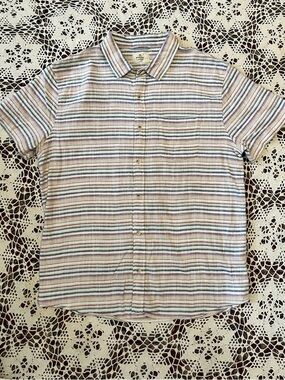 Marine Layer Short-Sleeve Button-Down Shirt in Pastel Stripe